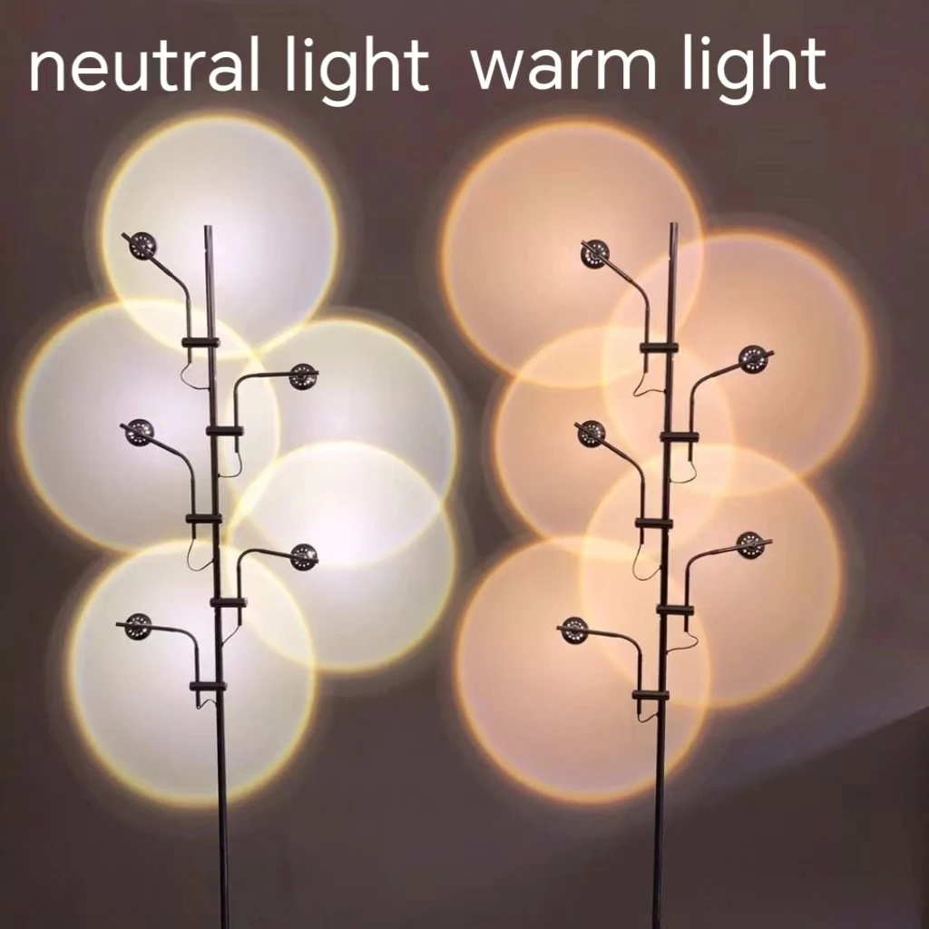 Nordic Projection Floor Lamp Modern LED Sunset Shadow Standing Light Minimalist Art Atmosphere Floor Lamp for Living RoomBedroom