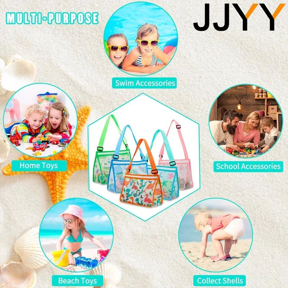 حقيبة شبكية لعبة الشاطئ للأطفال بسحاب لجمع الصدفة واللعب الرملي لتخزين ألعاب الشاطئ #5
