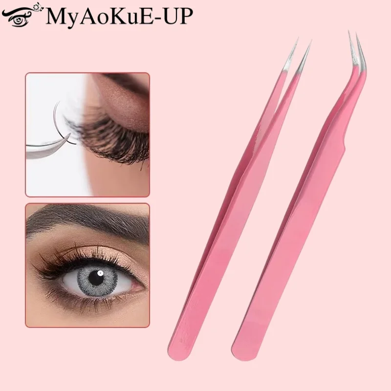 

1Pcs Stainless Steel Eyelash Tweezers Eyebrow clip False Eyelashes Extension Tweezer Lash Lifting Supplies Makeup Tool