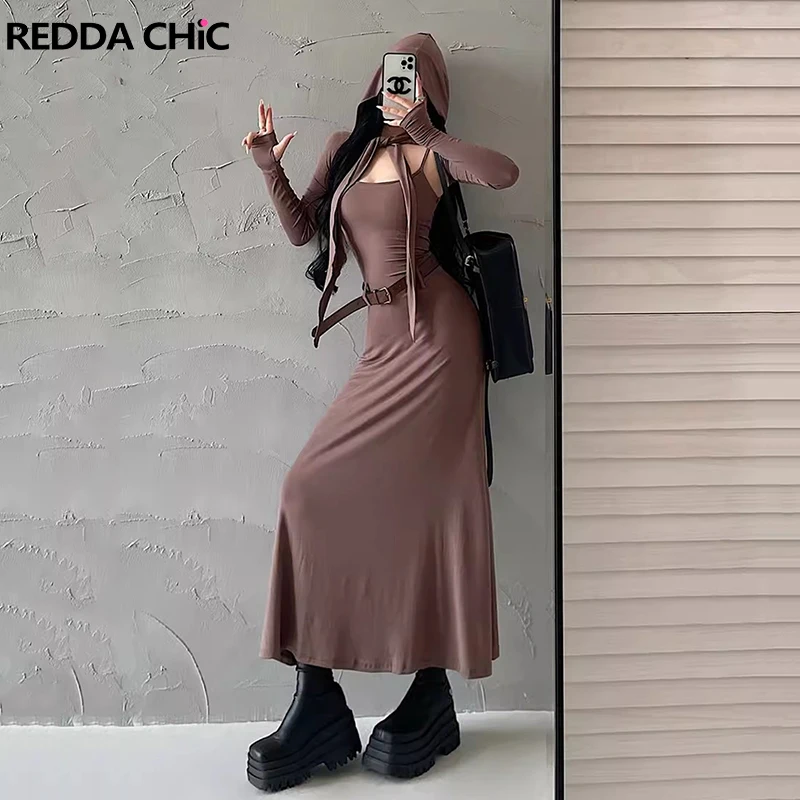 

Женский комплект из кофты и платья с капюшоном, однотонная укороченная куртка, облегающее ТРАПЕЦИЕВИДНОЕ ДРАПИРОВАННОЕ длинное платье, Повседневная осенняя одежда