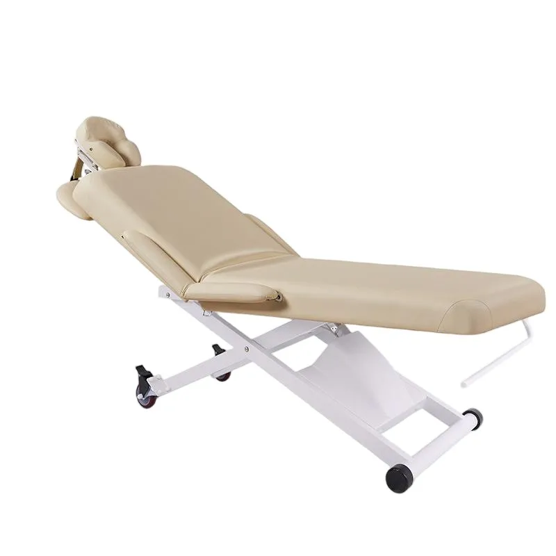Japanese Style Electric Massage Table Spa Bed Headrest Adjustable Treatment Bed for Clinic Beauty Facial Bed with Wheels