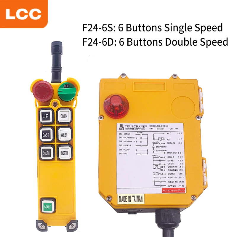 lcc f246s 6d controlador remoto industrial guindaste sem fio talha unica velocidade dupla funcoes interruptores 01