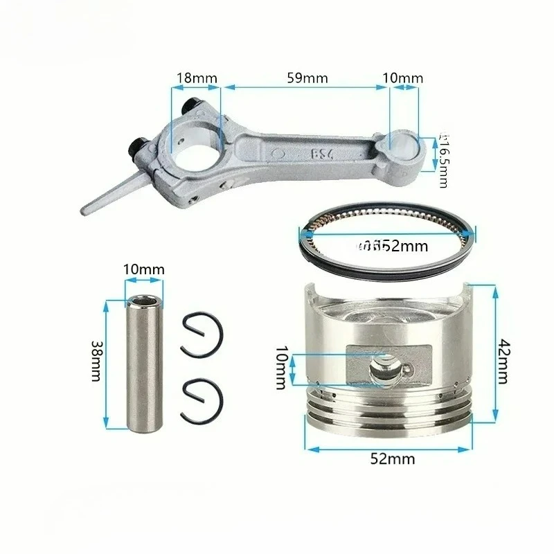 Engine Piston kit and Connecting rod for Generator pump kolben 152F 154F 168F 170F 173F 177F 188F 190F 192F 182F Conrod view 2