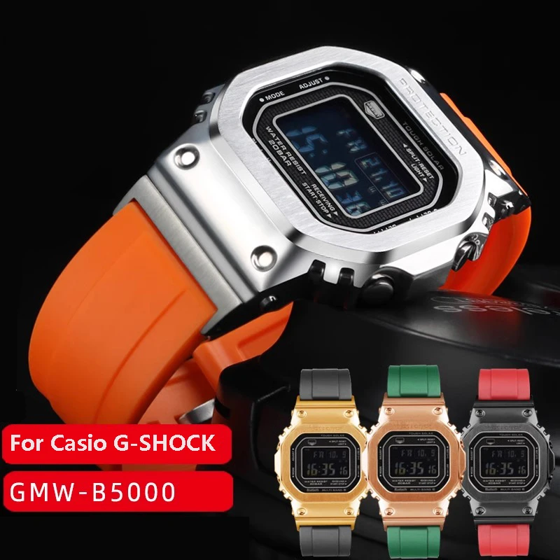 For Casio G-SHOCK 35th Anniversary GMW-B5000 GM-B2100 Metal Small Square Series Strap Silicone Quick Release Rubber Watch Band