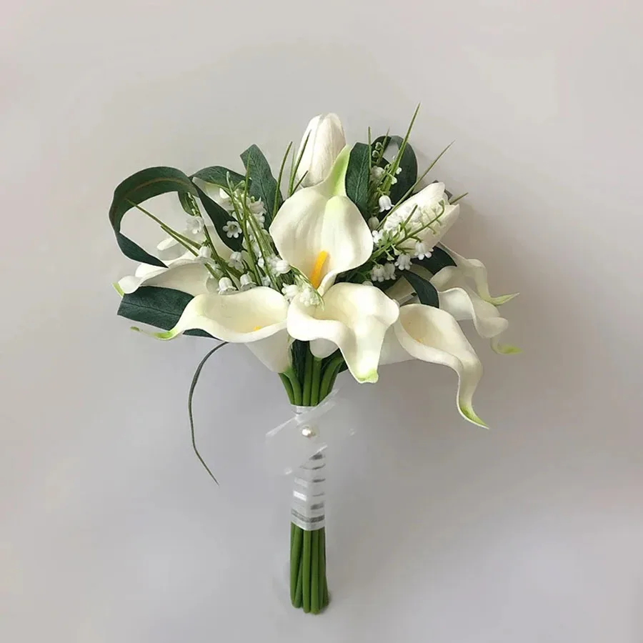 

1 Bouquet White Wedding Bridal Bouquet Artificial Tulip Flowers Bridal Bouquet Wedding Prop Wedding Anniversary Decor, Birthday