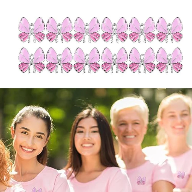 Breast Cancers Awareness Pins Pink Ribbon Lapel Pins Brooch Crystal Ribbon Pins Gift for Girls Women Men Clothes