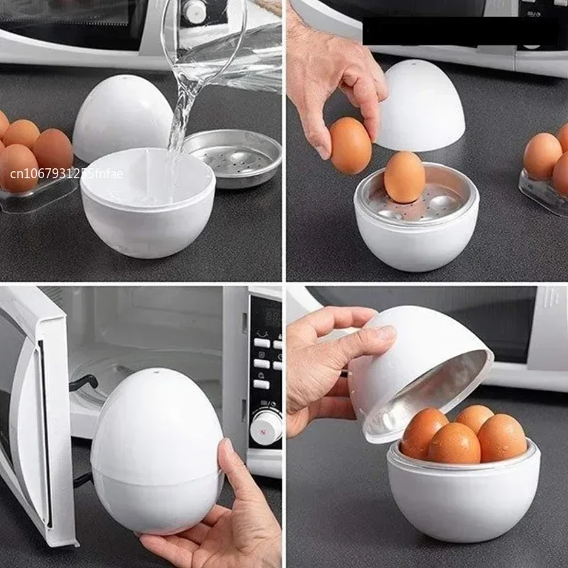 Microwave Egg Steamer Boiler Cooker 4 Eggs Capacity Easy Quick 5 Minutes Hard or Soft Boiled Kitchen Cooking Tools