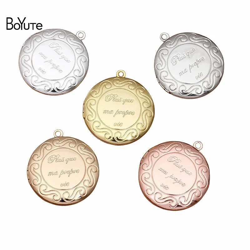 

BoYuTe (5 Pieces/Lot) Round 32MM Metal Brass Floating Locket Factory Direct Wholesale Photo Locket Pendant