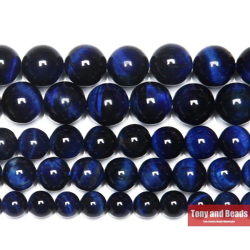 Kamień naturalny niebieski Lapis Lazuli tygrysie oko agat okrągłe luźne koraliki 15 "nić 4 6 8 10 MM wybierz rozmiar