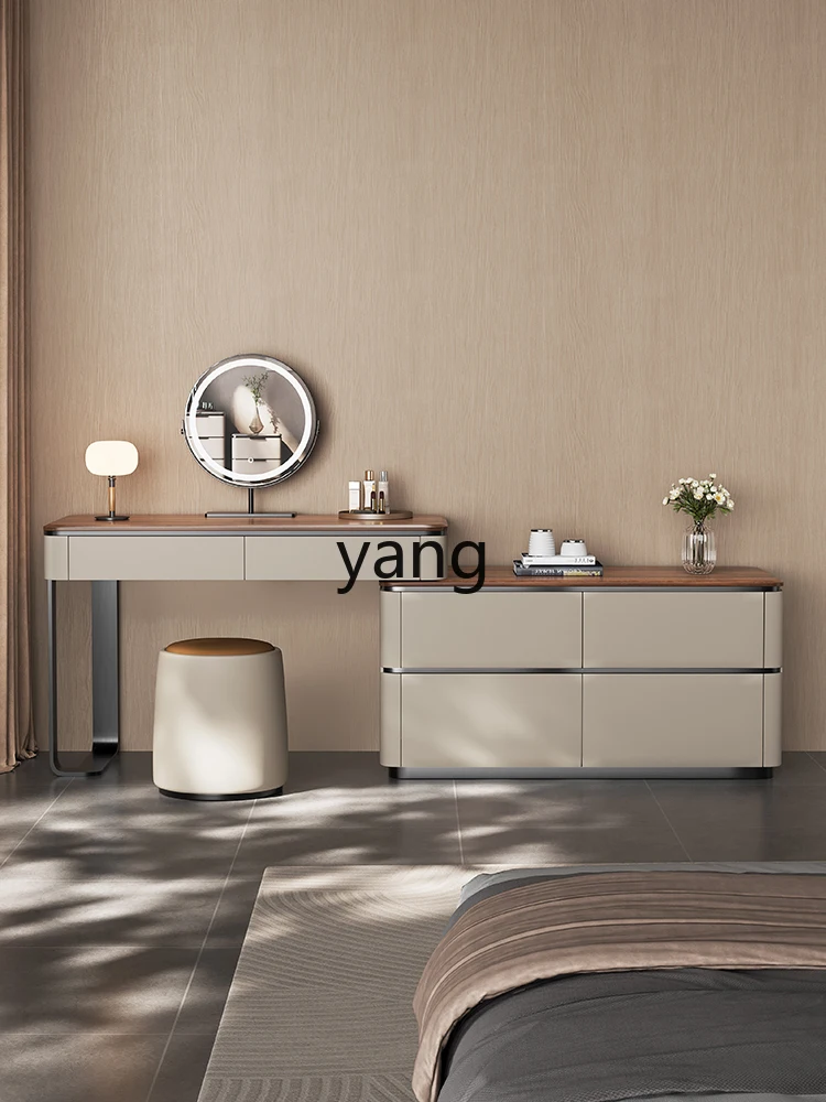 LMM Italian minimalist walnut solid wood dresser chest integrated bedroom simple dressing table