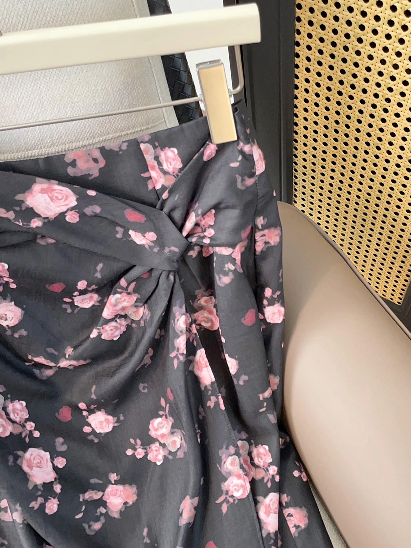 Ele Vintage gebloemde midi-rok Afslankende hoge taille A-lijn silhouet Vrijetijdskleding Bestand stof Damesachtige Sle