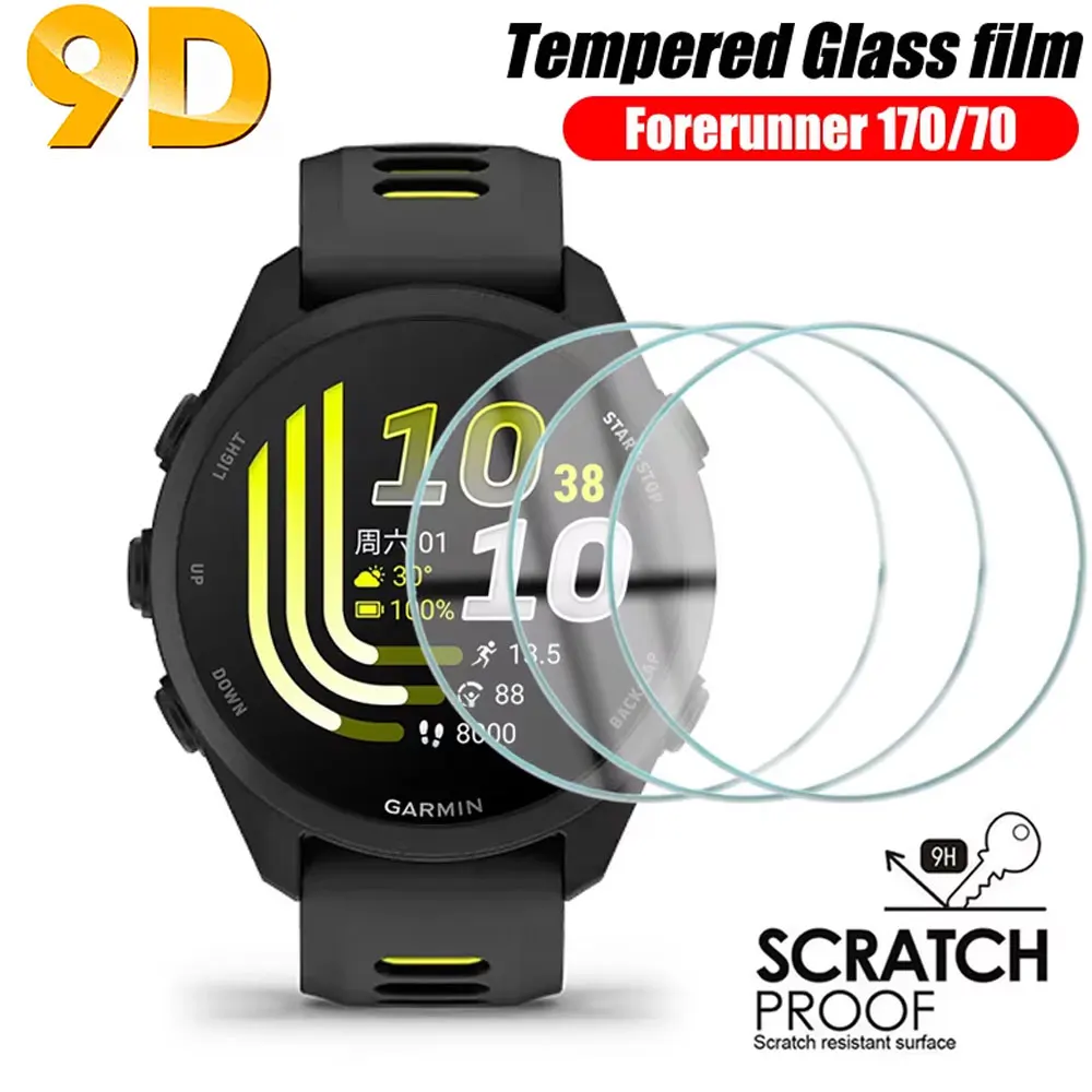 5PCS Tempered Glass Watch Screen Protectors for Garmin Forerunner 170 9H Hardness Explosion-proof Anti-scratch Films Accessories