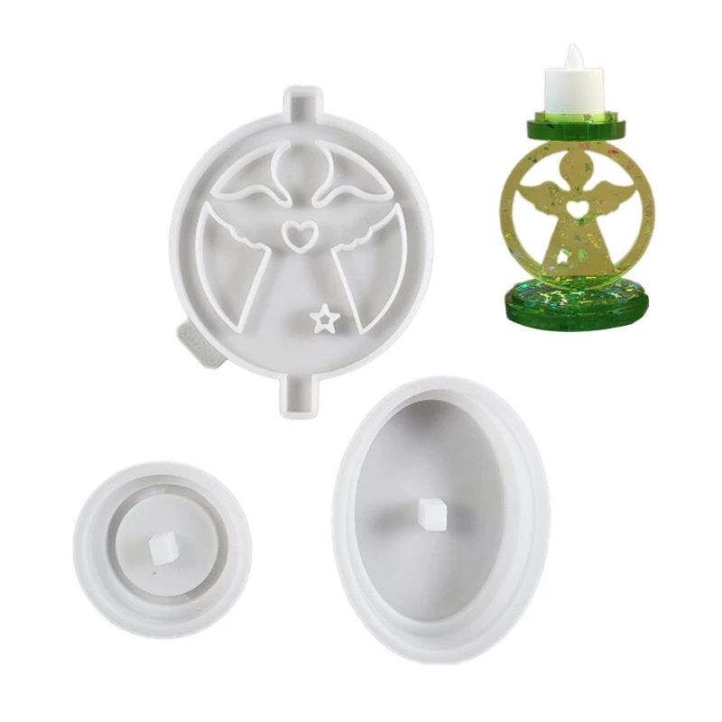 

Decorative Holder Mold 3D Base Silicone Mould Heart Angel Epoxy Candlestick Crafting Mould Jewelry Tool