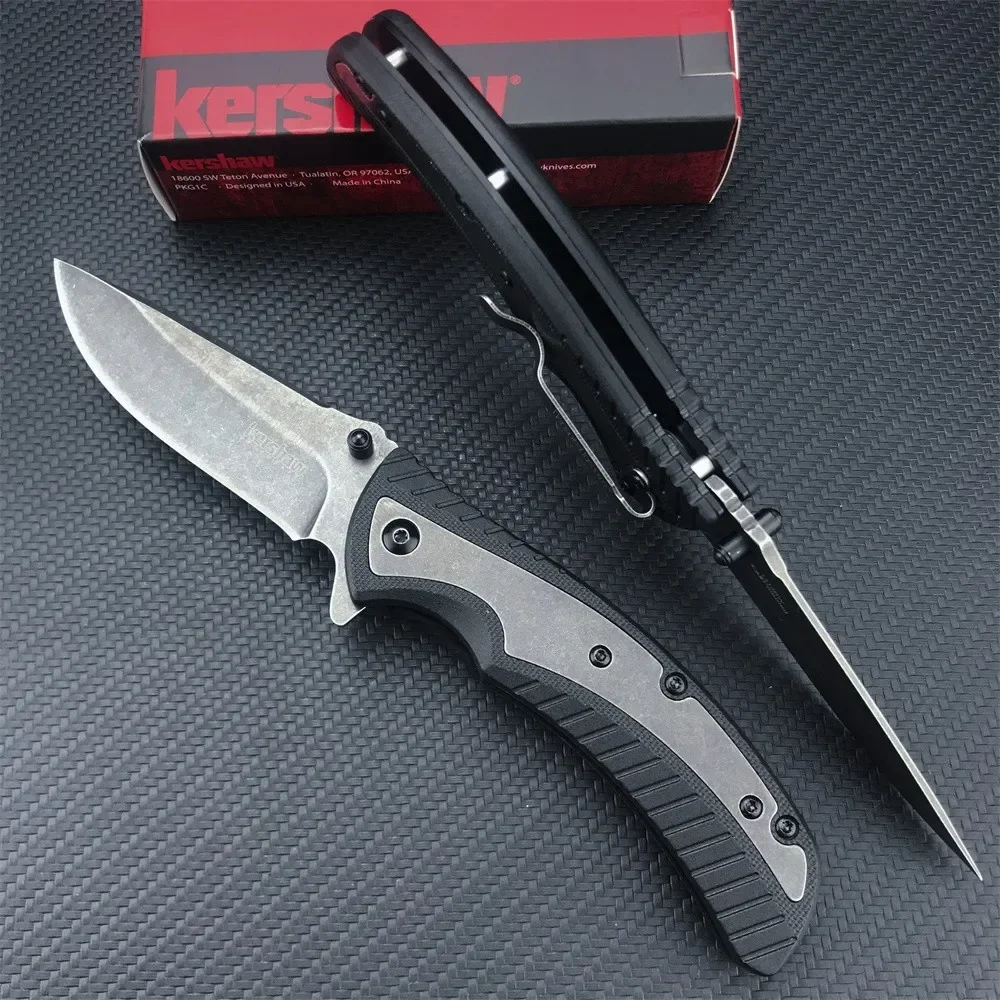 KS 1312 Scrip Pocket Folding Knife 8Cr13Mov Sharp Blade Nylon Fiber Inlay 420 Steel Handle Practical Outdoor Hunting Rescue Tool