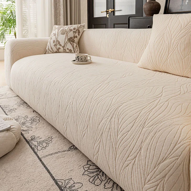 Elastic Sofa Slipcover Embossed Flower Stretch Sofa Cover Washable Universal Sofa Protector for Living Room Furniture Decor