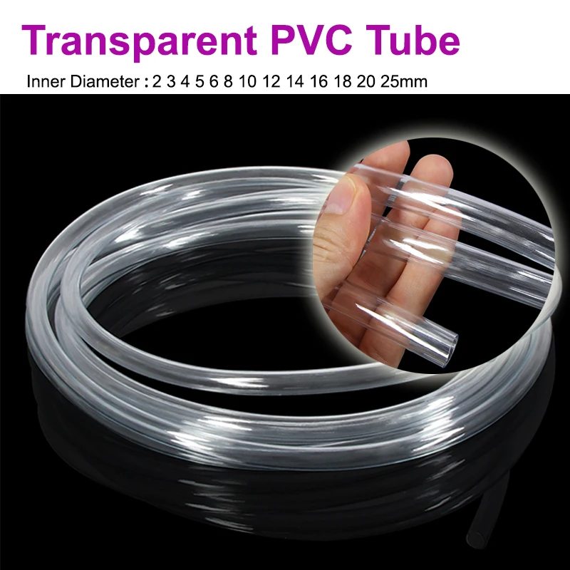 1/2/3/5/10M Transparent PVC Plastic Hoses  2 3 4 5 6 8 10 12 14 16 18 20 25mm Inner Diameter High Quality Garden Water Pump Tube