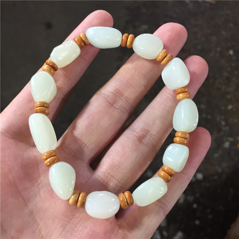 Stone , Hetian White Jade Bracelet Men Women, Fashionable And Versatile