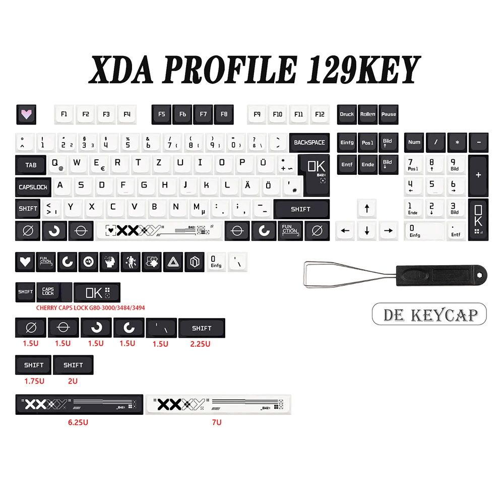 Printstream Theme XDA Keycap tedesco francese spagna ISO Dye Sub Keycaps per TKL87 GMMK Pro 7u AZERTY Keyboard Cap Set personalizzato