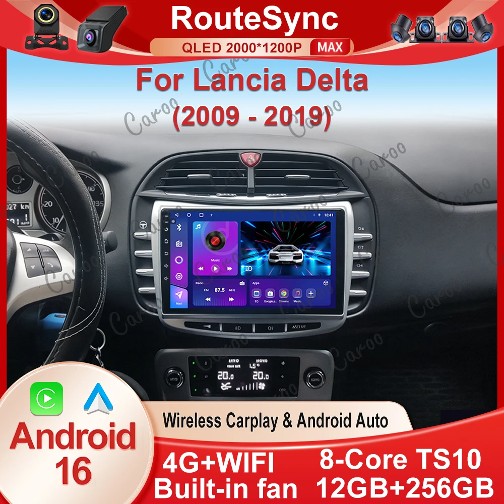 Android 16 Carplay Car Radio For Lancia Delta 2009 - 2019 GPS Navigation Stereo Auto Multimedia Player 5G Wifi 2k Screen BT DSP