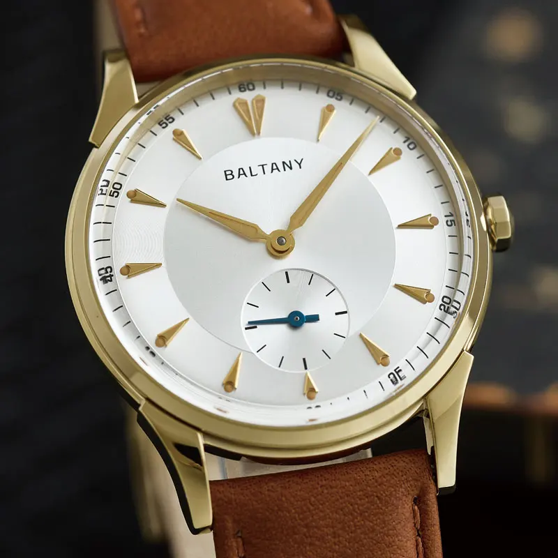 Baltany Design ساعة ميكانيكية ريترو S4101 5Bar سطح تصلب IP ضوء ذهبي حافظة 38.5 مللي متر ST1701 ساعة رسمية أوتوماتيكية للرجل