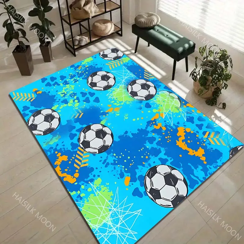 1PC Football Pattern Carpet for Living Room Bedroom Sofa Home Decor Rus Non-slip Floor Mat Luxury Gift Multiple Sizes