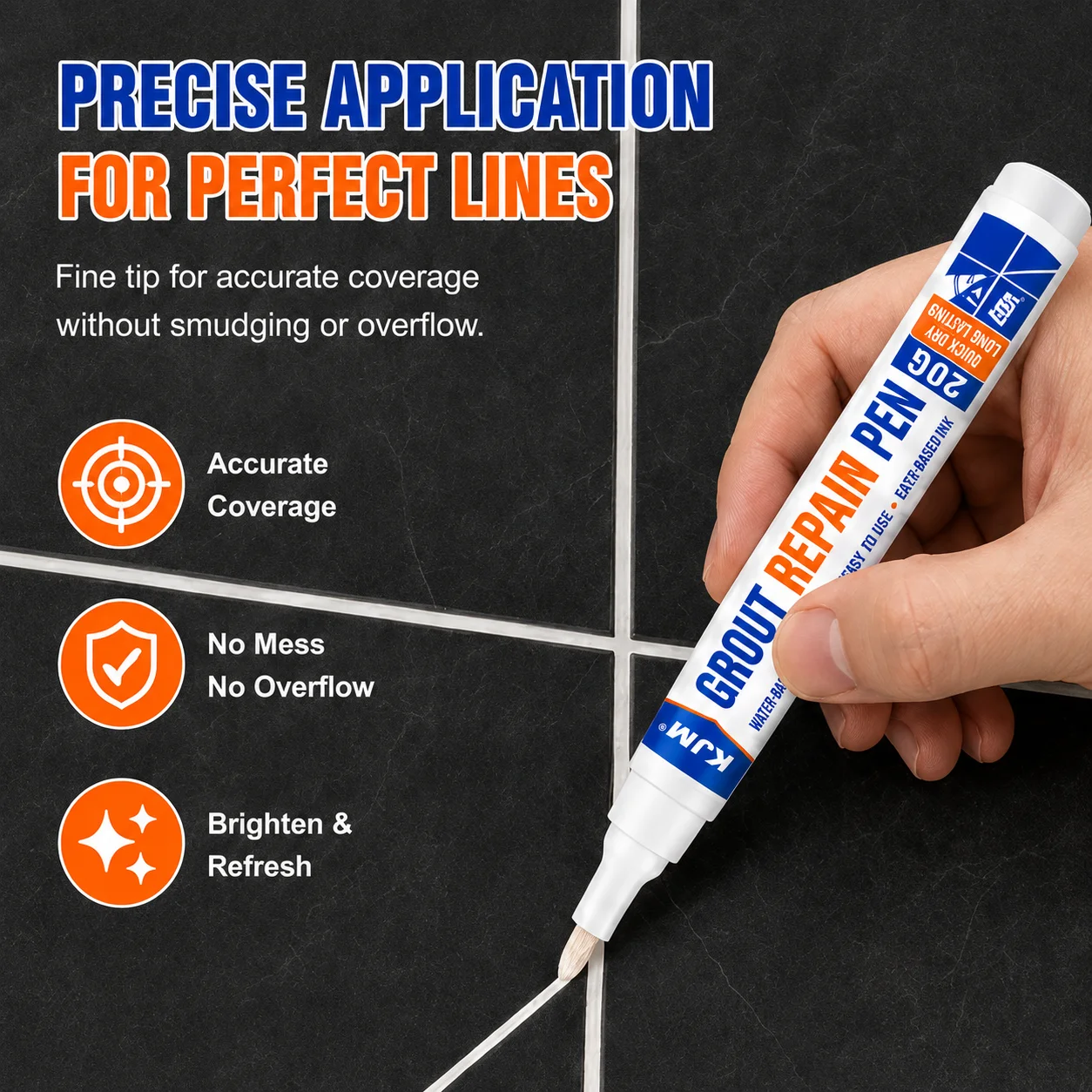 Waterproof Anti-Mildew Tile Grout Touch Up Pen Quick Dry Grout Repair Marker For Kitchen Bathroom Ceramic Tile Gap Refinishing