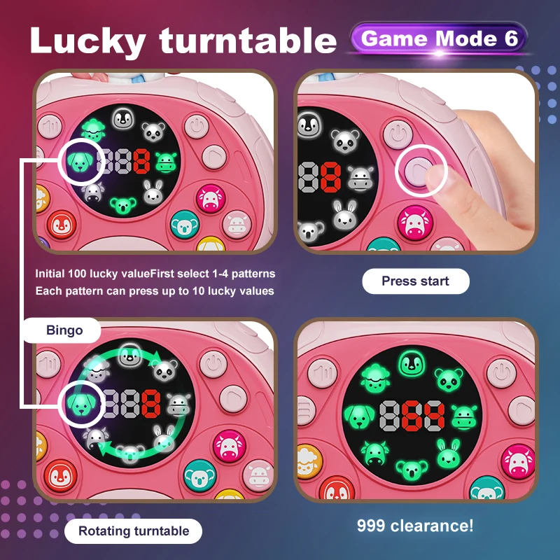 Children's stress-relieving animal quick push game console Whac-a-mole logical thinking toy to break through levels