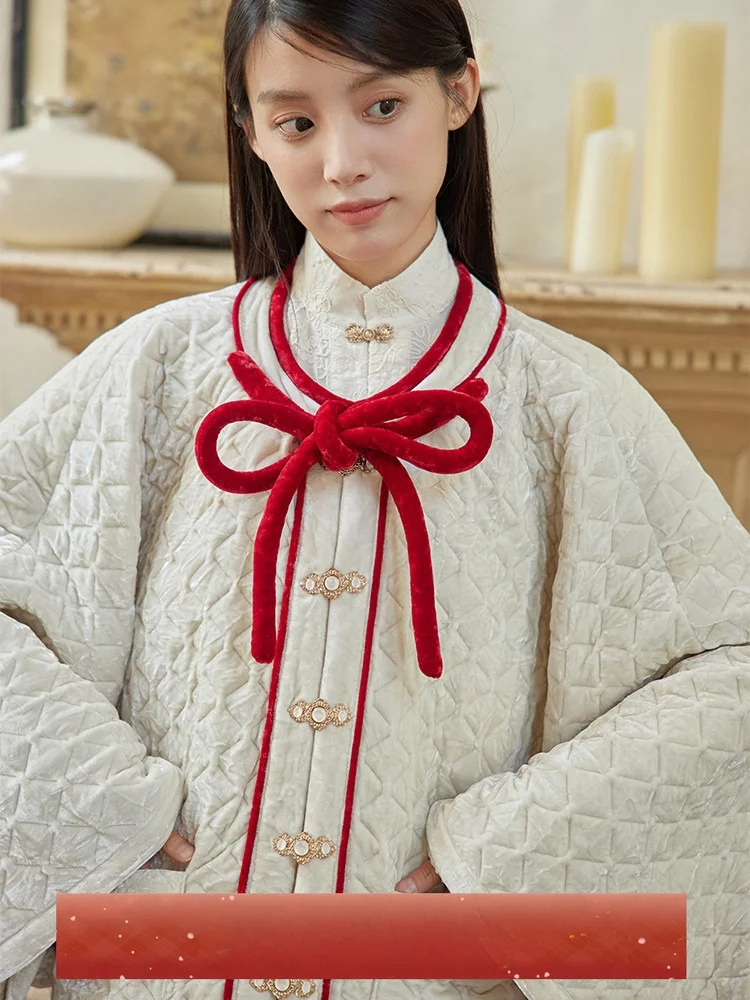 

Женское утепленное пальто из вельвета в национальном стиле, модель July Evening Original Hanfu Bru Snow Improved Round Ne ort Coat, теплая верхняя одежда