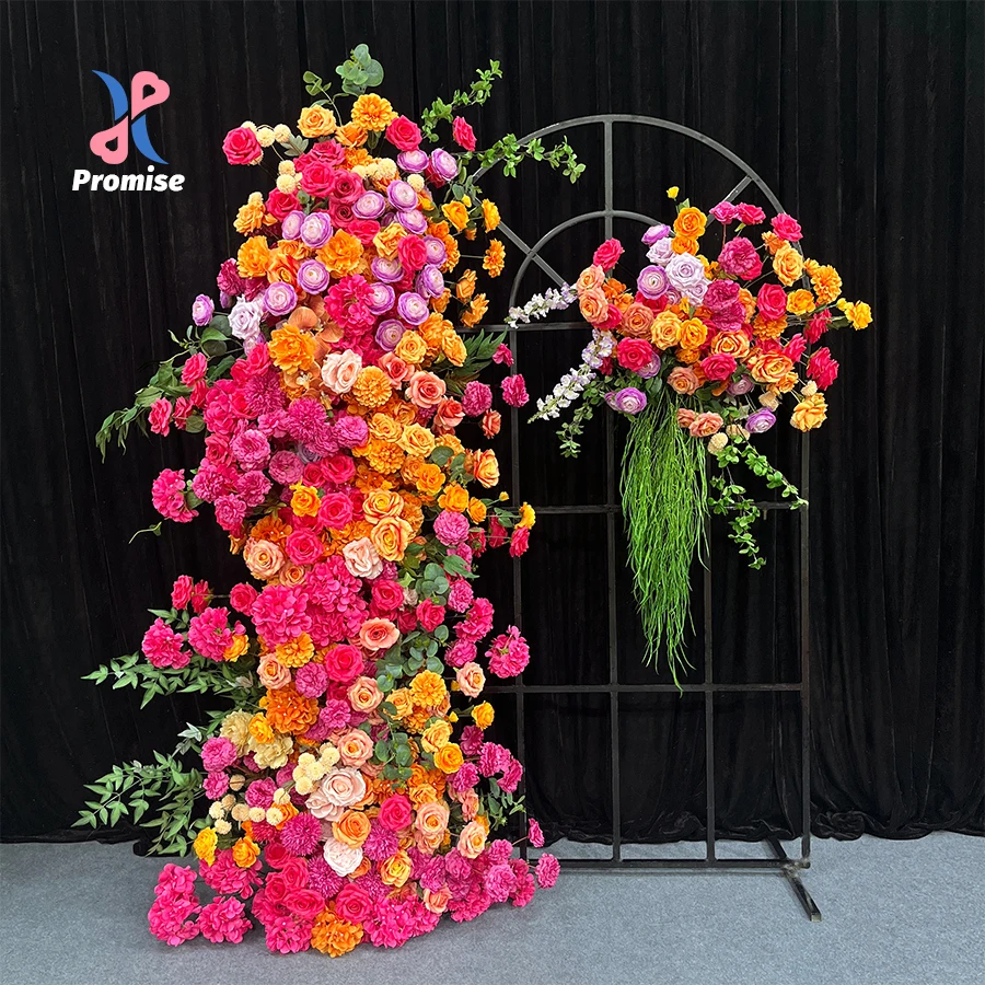 

Promise Wedding Arch Flower Arrangement Artificial Floral Arch Backdrop Pink Faux Rose Flower