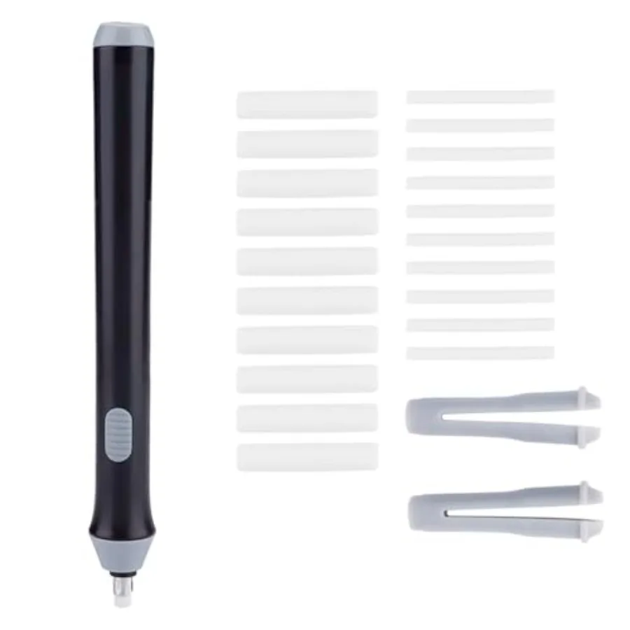 Electric Eraser Kit Automatic Pencil Eraser Battery Operated with 20 Eraser Refills Detailer Tool for Artists Sketching Pencils