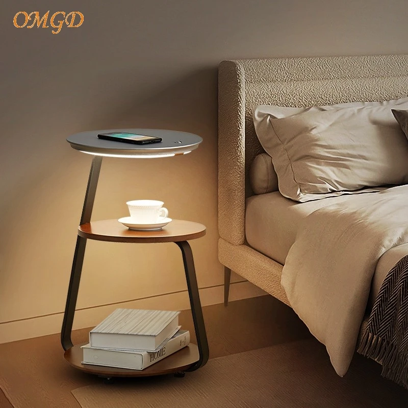 OMGD Floor Lamp Living Room Sofa Bedroom Wireless Charging Creative Shelf Design Bedside Table Lamp In One Furniture News