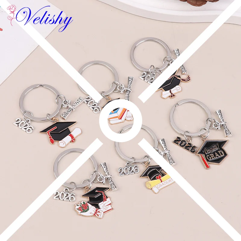 2026 Graduation Gown Cap KeyChain Ring - Fashion Personalized Pendant Jewelry Student Women Accessories Forever Gift