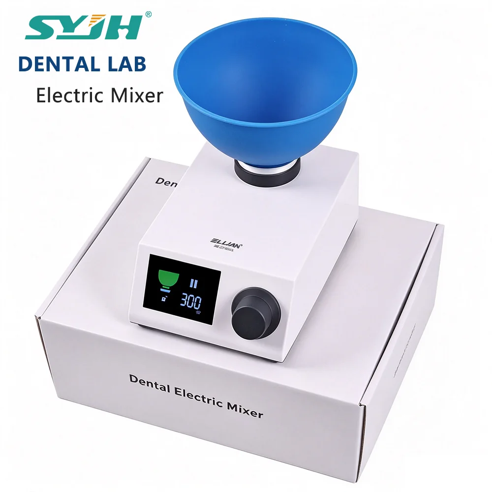 SYJH Dental Electric Alginate Mixer With 2 Bowls 5-300RPM Adjustable Speed HD Display Printing Gypsum Blender Equipment Lab Tool