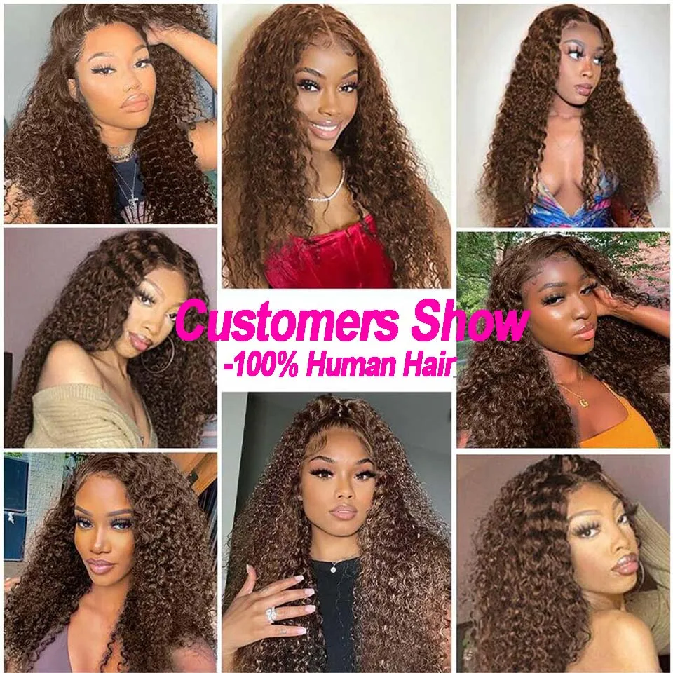 Chocolate Brown Curly Wigs 13x6 Hd Human Hair Lace Frontal Wig 30 34 Inch 13x4 Loose Deep Wave Wig Human Hair Colored For Women