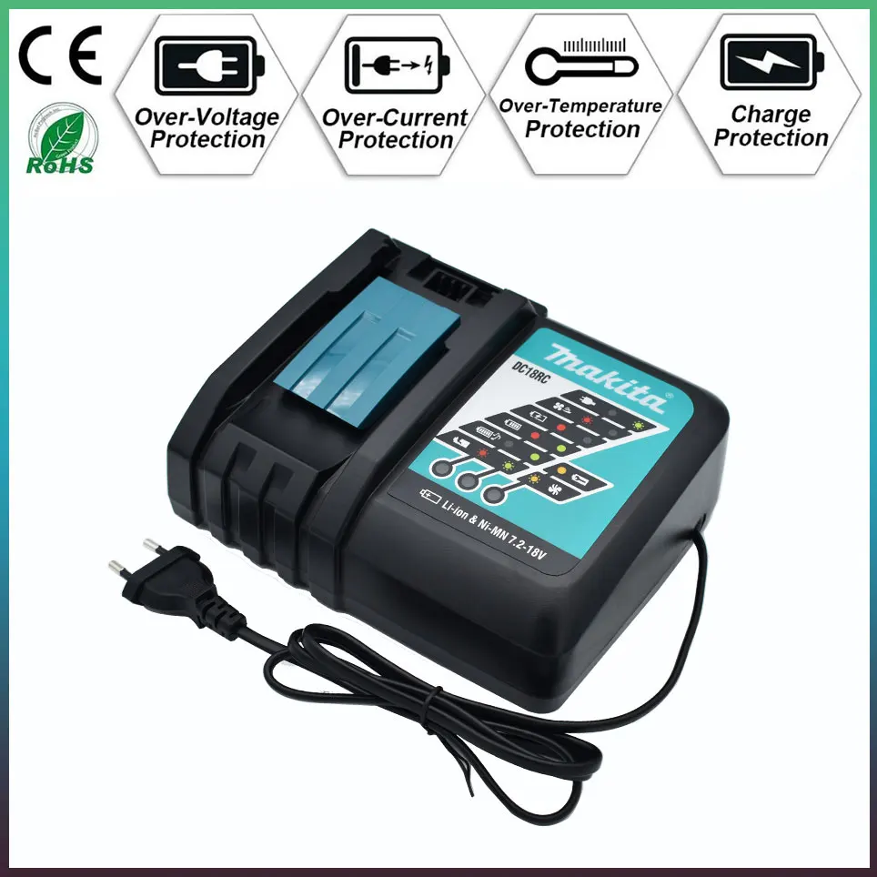 100% Original Makita 5.0Ah 18V Li-ion Battery Charger DC18RF BL1840 BL1830 BL1430BL1440 DC18RC Charging Tool With USB Port