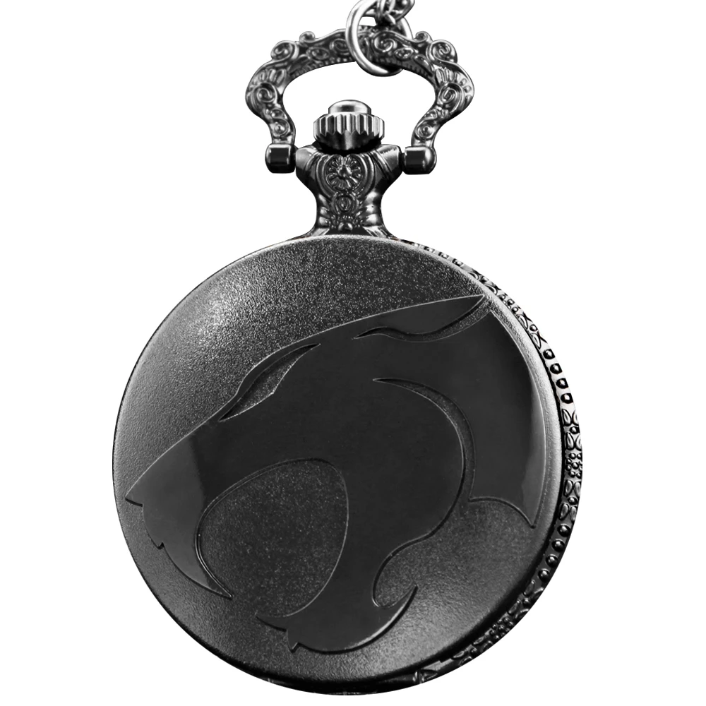 Vintage Classic Time Necklace Clock Black Beast Black Panther Totem Quartz Pocket Watch Men's and Women's Kid Birthday Gifts