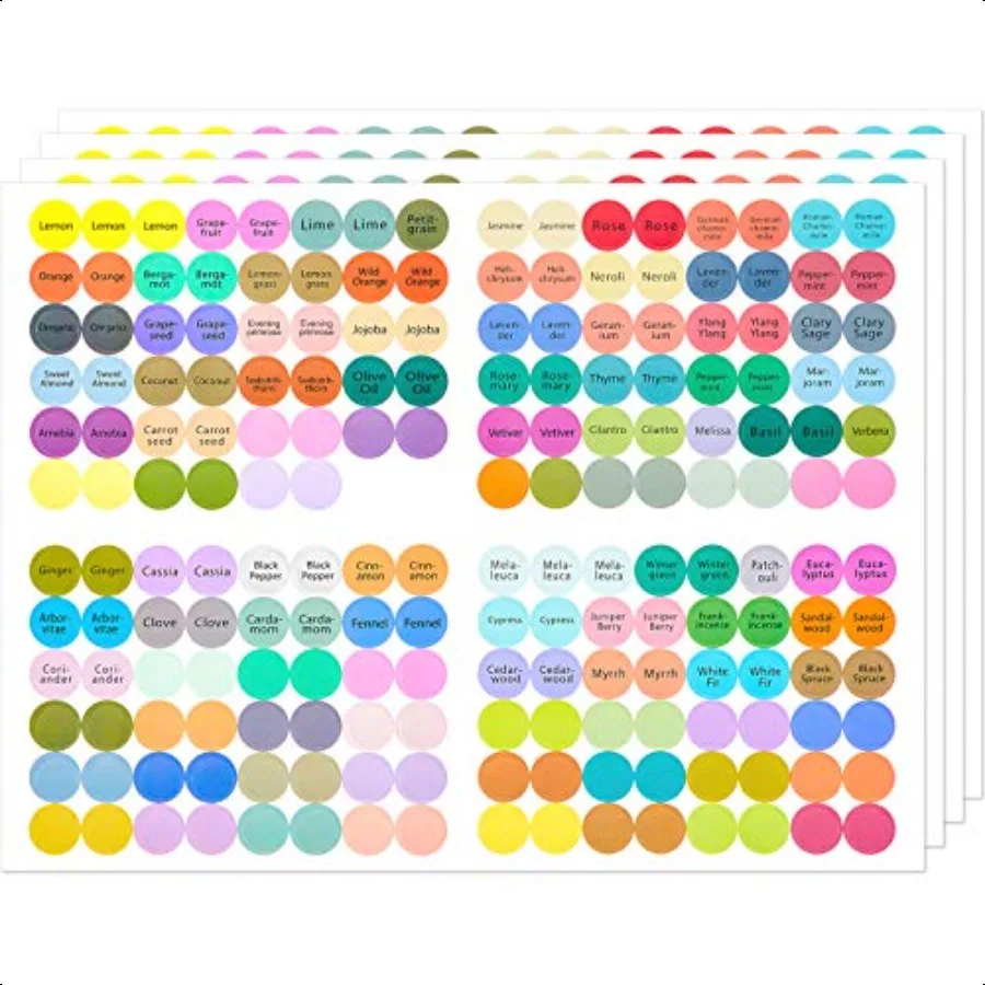 

10 Sheets 1920 Pcs ential Oils Labels Bottle Cap Lid Stickers for Rollerballs Bottles and Organizing Proof Labels Waterproof Ca