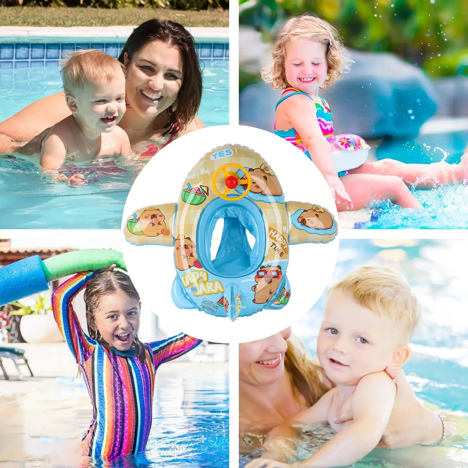 

Pool Inflatables Cartoon Capybara Floating Rafts Kids Animal Swimming Float Ring For Children Summer Party Lake Beach Garden