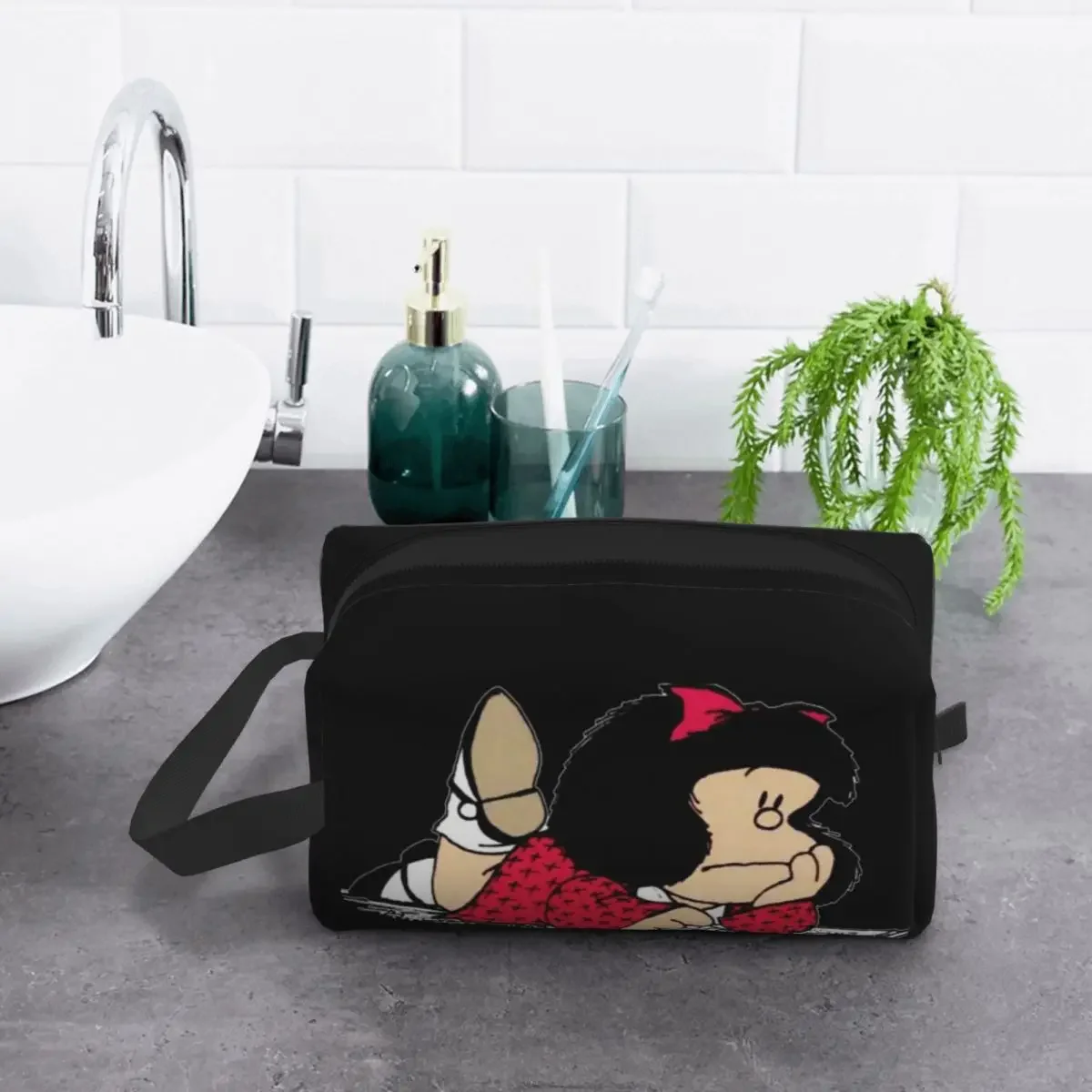 Custom Mafalda Travel Cosmetic Bag Women Argentine Cartoon Quino Comic Toiletry Makeup Organizer Lady Beauty Storage Dopp Kit