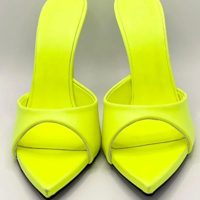 كاندي ملون عالية الكعب تصميم عصري الحد الأدنى متعدد الألوان وأشار الكعوب رقيقة كول النعال الصنادل دي موهير فيرانو