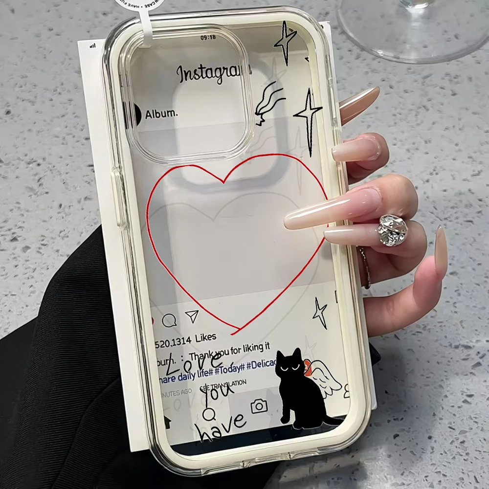 Minimalistische Schwarze Katzenlinien Transparente 2-in-1 Handyhüllen für iPhone 17 11 12 13 14 15 16 17 Pro Max Plus XR X Air Stoßfeste Hülle – Detail 4