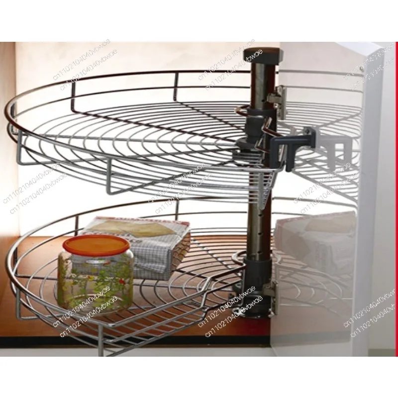 180 degree cabinet corner turntable basket, corner turntable basket kitchen storage double layer
