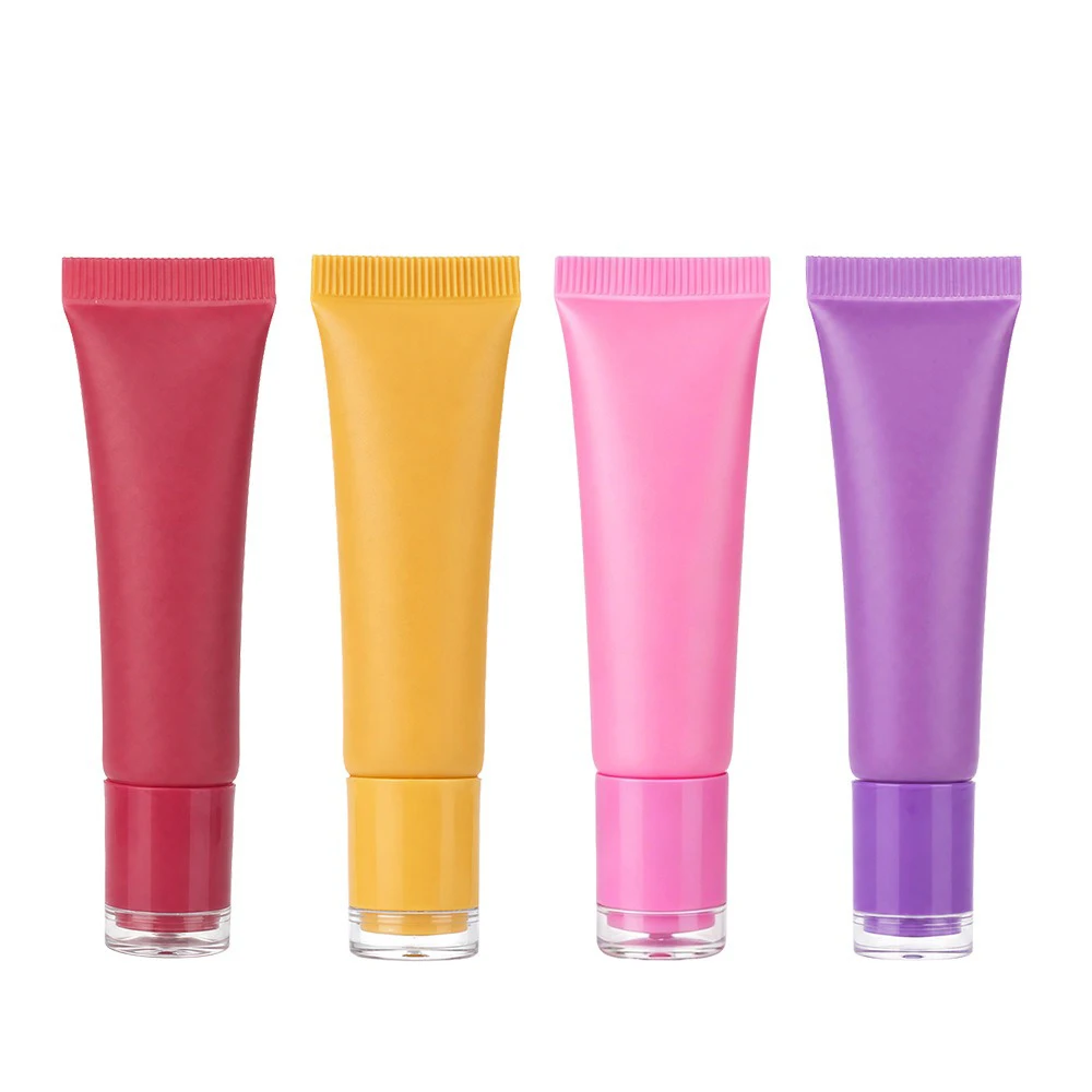 4 Flavors Private Label Lip Mask Custom Logo Squeeze Tube Fruit-flavored Lips Care Essence Moisturizing Buttery Texture Makeup