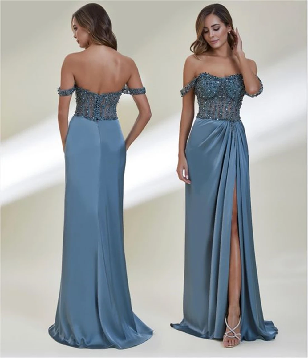 

Sparkle Exquisite High Quality Satin Beading Quinceanera A-line Off-the-shoulder Bespoke Occasion Gown Long Dresses