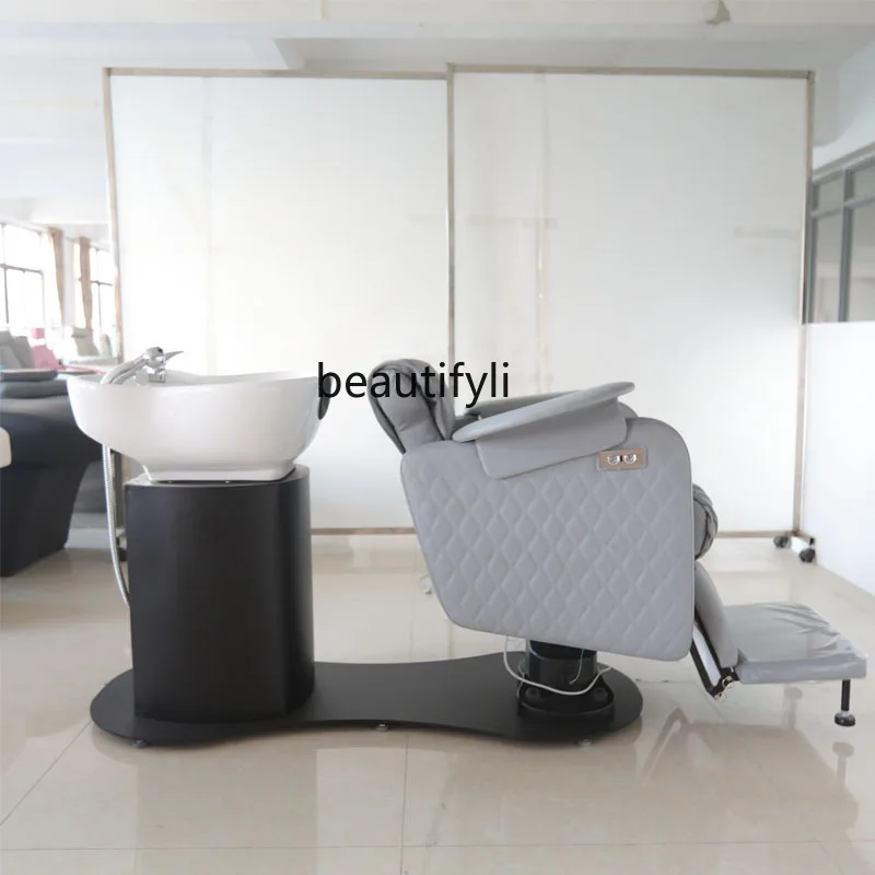 High-End Barber Shop Electric Shampoo Chair Rotating Sitting Semi-Full Lying Flushing Bed