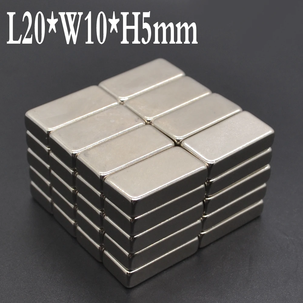 1/5/10/500Pcs 20x10x5 Neodymium Magnet 20mm x 10mm x 5mm N35 NdFeB Block Super Powerful Strong Permanent Magnetic Imanes 20*10*5