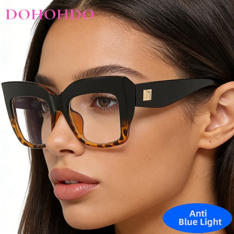 

Trendy personality Oversized Thick Frame Cat Eye Anti-Blue Light Glasses Women Men Fashion Designer Computer Optical Eyeglasses