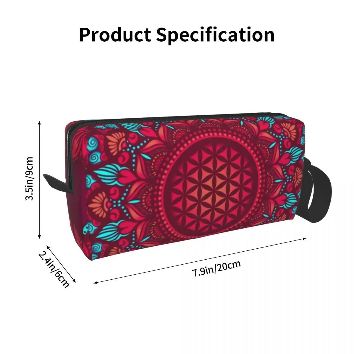 Custom Flower Of Life Travel Cosmetic Bag Women Red Mandala Makeup Toiletry Organizer Ladies Beauty Storage Dopp Kit