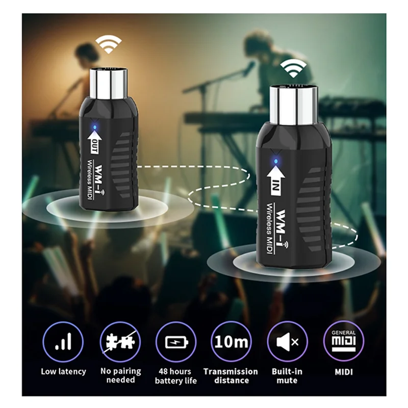 ABJF-3X 충전식 미디 무선 기타 시스템 오디오 수신기 송신기 디지털 피아노 키보드 용 무선 미디 어댑터