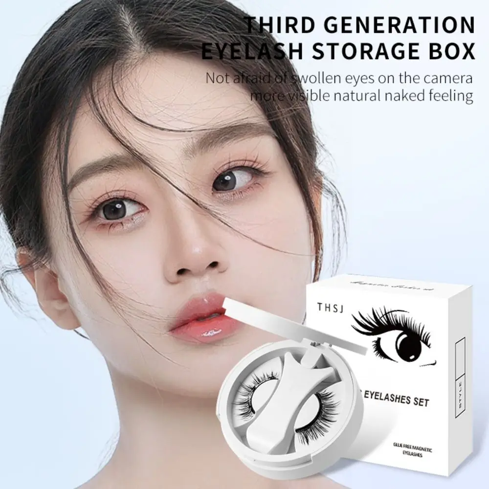 

Reusable Magnetic False Eyelashes Fluffy Wispy Waterproof Full Strip Fake Eyelash Glue-free Convenient Magnetic False Eyelash
